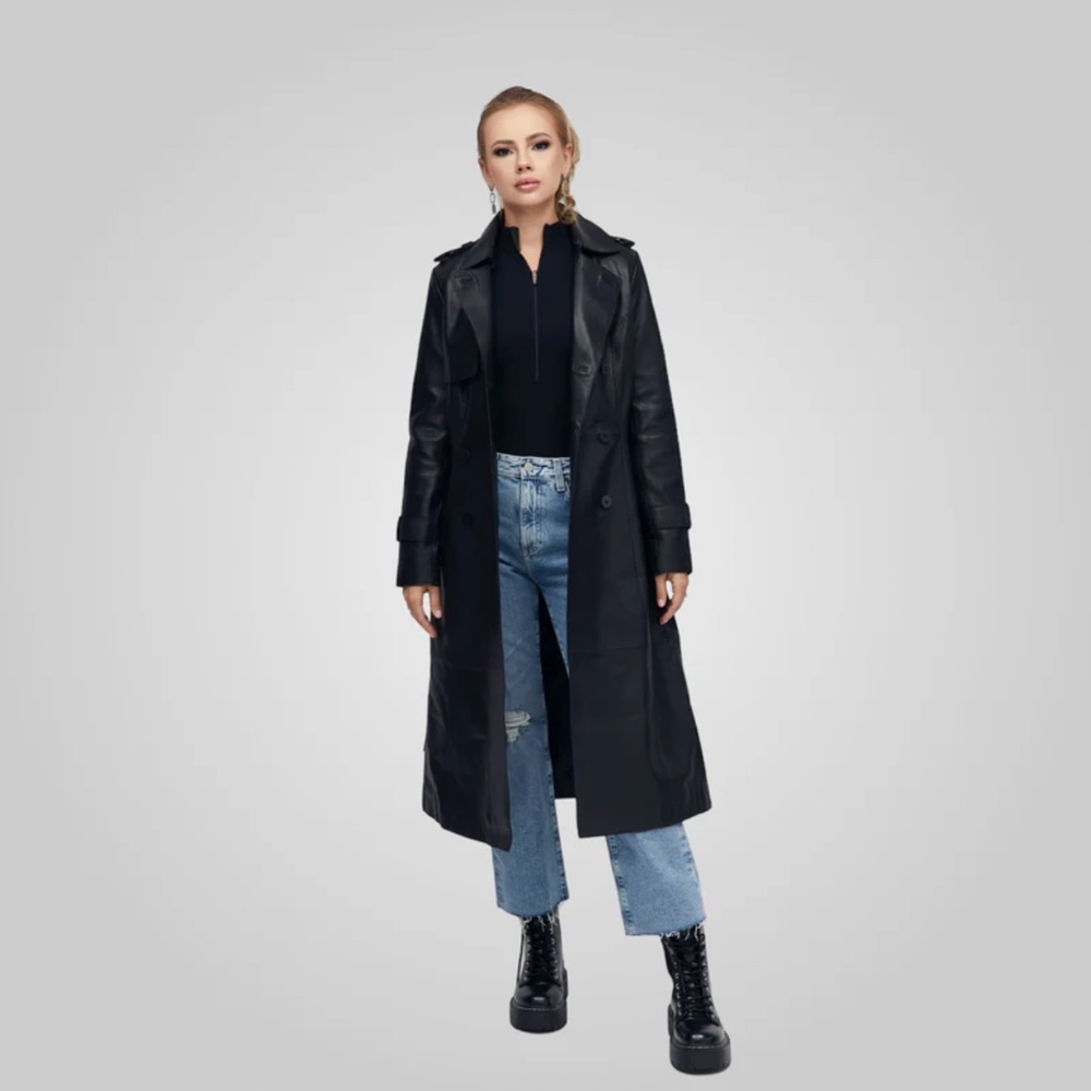 Bod & Christensen •Darcy•  Full Length Leather Trench Coat - Picture 2 of 5